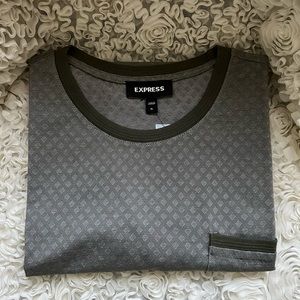 BNWT! Express Top grey with green neck with pocket !
